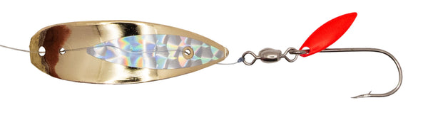 apex trout killer lure Hot Spot Lures Rigged with ideal leader lengths 200T - Gold/Silver Fishscale -